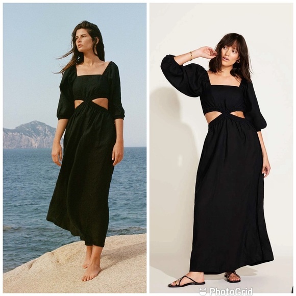 Vitamin A Cierra Cut Out Dress - Black EcoLinen New with Tags! - Picture 1 of 10